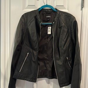 Express large leather jacket